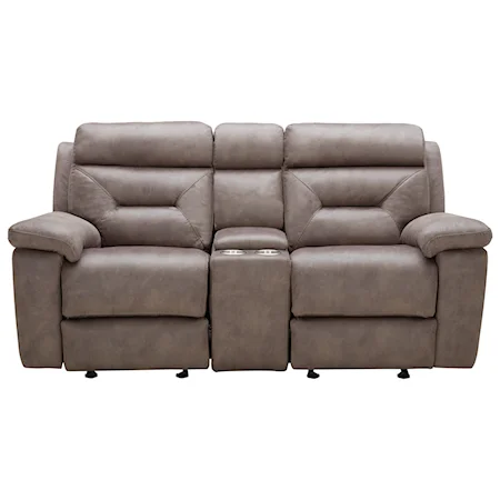 Casual Gliding Reclining Loveseat with Cupholder Storage Console